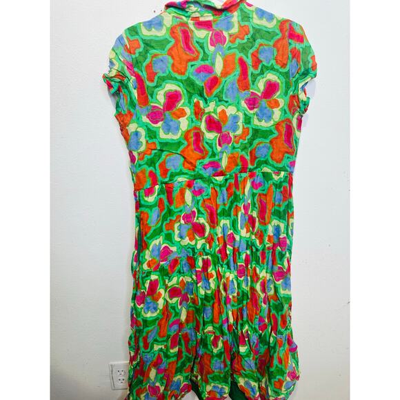 AMANDA UPRICHARD Women's Green Floral Collared Shirt Pierre Midi Dress Size XL - Picture 6 of 12
